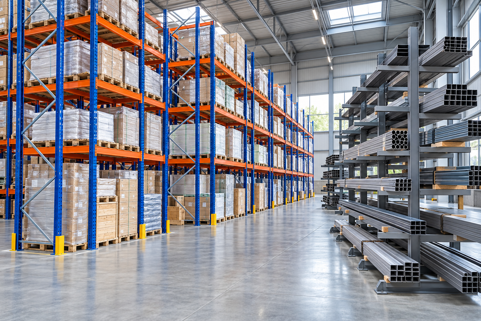 Scaffalature porta pallet e cantilever in magazzino